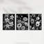 Elegant Spring Flowers Daisies Orchids Peonies Black White - 3 Piece No Frame Print Set-1676054842