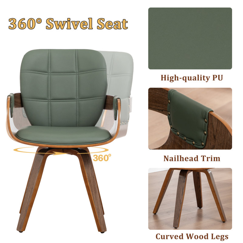 Braiden Swivel Faux Leather Dining Chair, Green