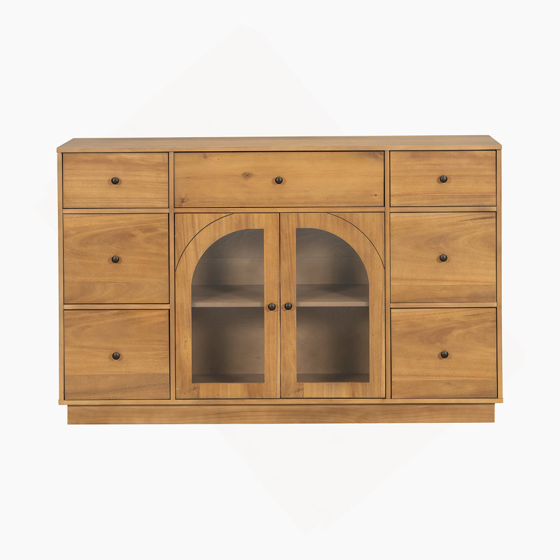 Armoire spacieuse avec 2 portes et 7 tiroirs pour le salon et la salle à manger, pour le rangement et l'organisation.