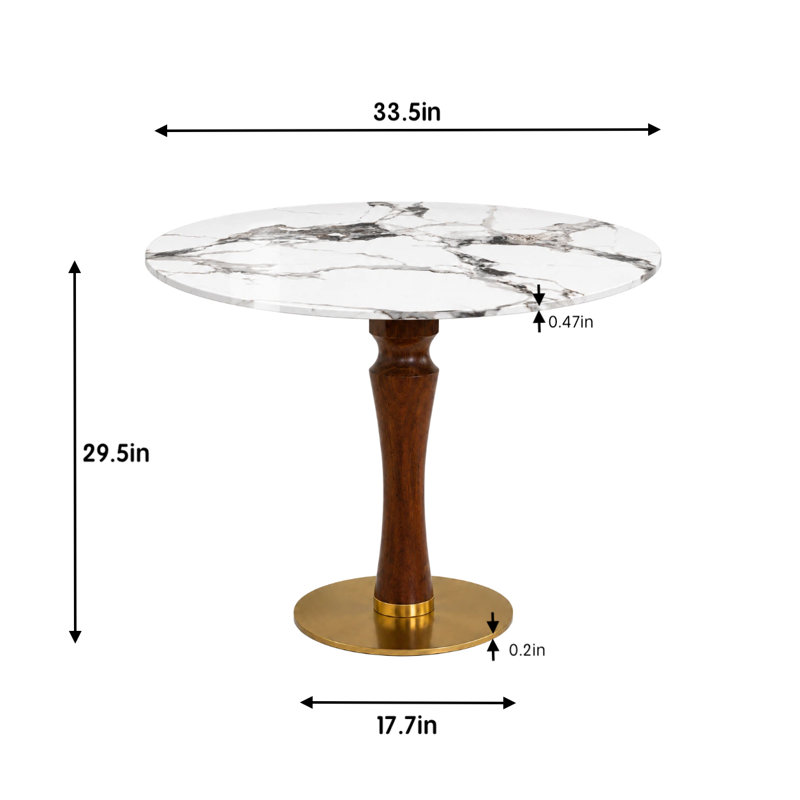 Table de salle à manger 33,5 po, Ivory/Gray/Brown