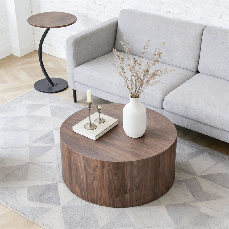Table basse ronde, Noyer