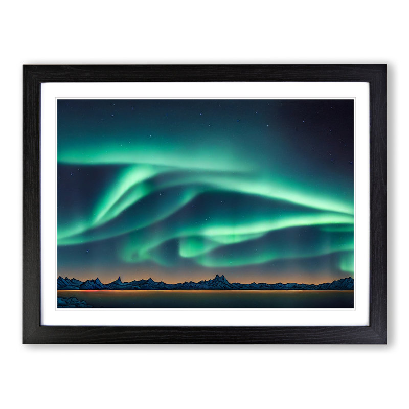 Vibrant Aurora Borealis - Framed Print, Black, 46cm H x 64cm W x 2cm D