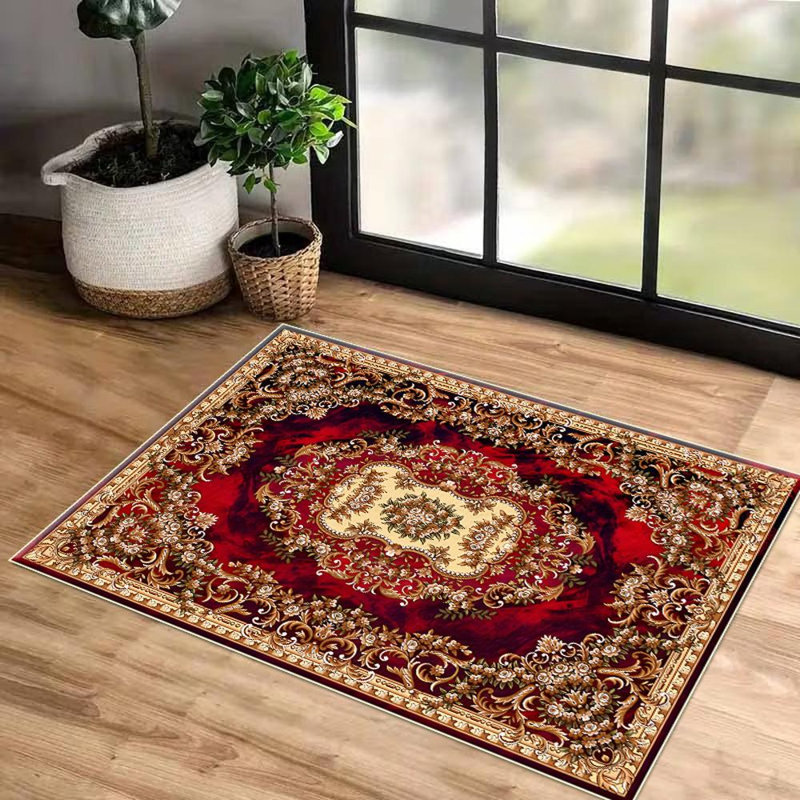 Ornate Red And Gold Area Rug, Soft And Lightweight, Suitable For All Seasons, Easy To Maintain And Easy To Clean, Machine Washable Carpet Floor Mat, Suitable For Living Room, Bedroom, Hallway, Balcony, Patio, Room Decor, Home Decor, Outdoor Decor