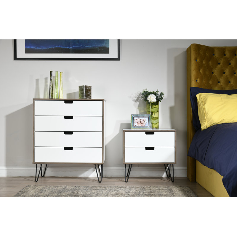 Fully Assembled Fairbury 4 Drawer Chest, White Gloss