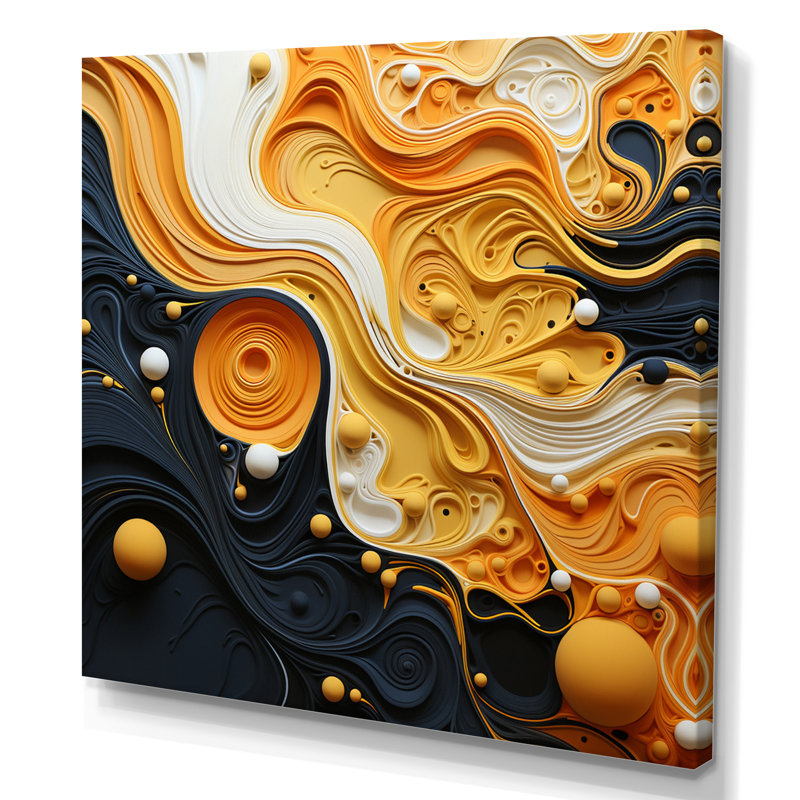 Orange Black Minimalism Flowing Harmony - Minimalism Canvas Print, H 16 po x l 16 po, Toile tendue
