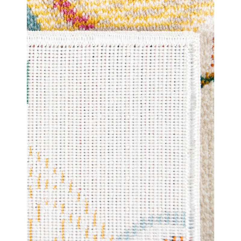Tapis ivoire à motif floral Daignault, Tapis de couloir 2 pi x 4 pi 1 po