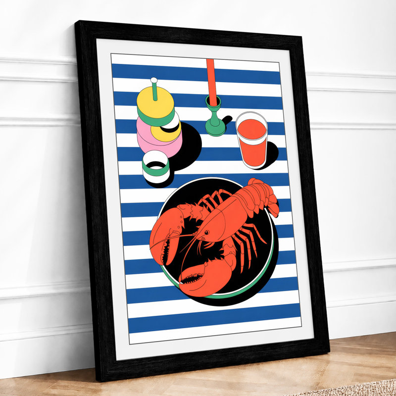 Lobster Still Life Art Deco - Print, Black, A3 - 42.0 x 29.7 cm