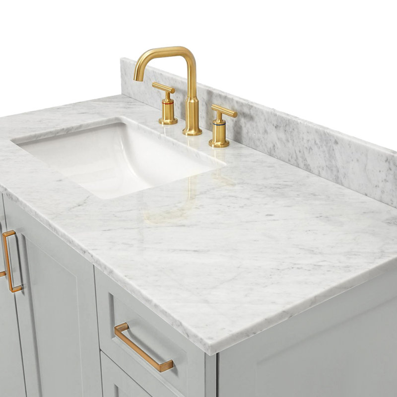 ARIEL TAYLOR 43 IN LEFT OFFSET SINGLE RECTANGLE SINK VANITY, Gray, Rectangle, Left 