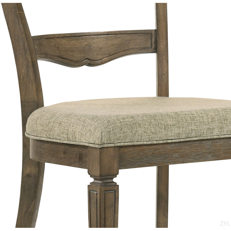 Ensemble de 2 chaises d'appoint en tissu brun clair et finition chêne vieilli