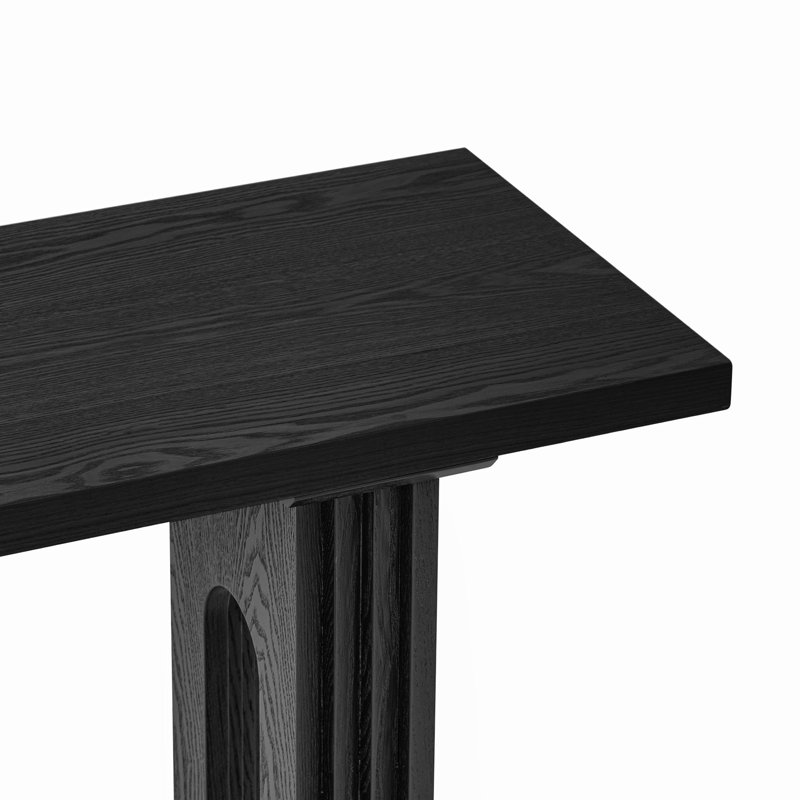 Uniquely Designed Console Table Made Of Fraxinus Mandschuric Solid Wood Veneer, Black