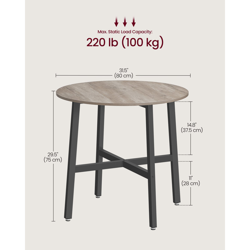 Brillion Round Metal Base Dining Table, Greige