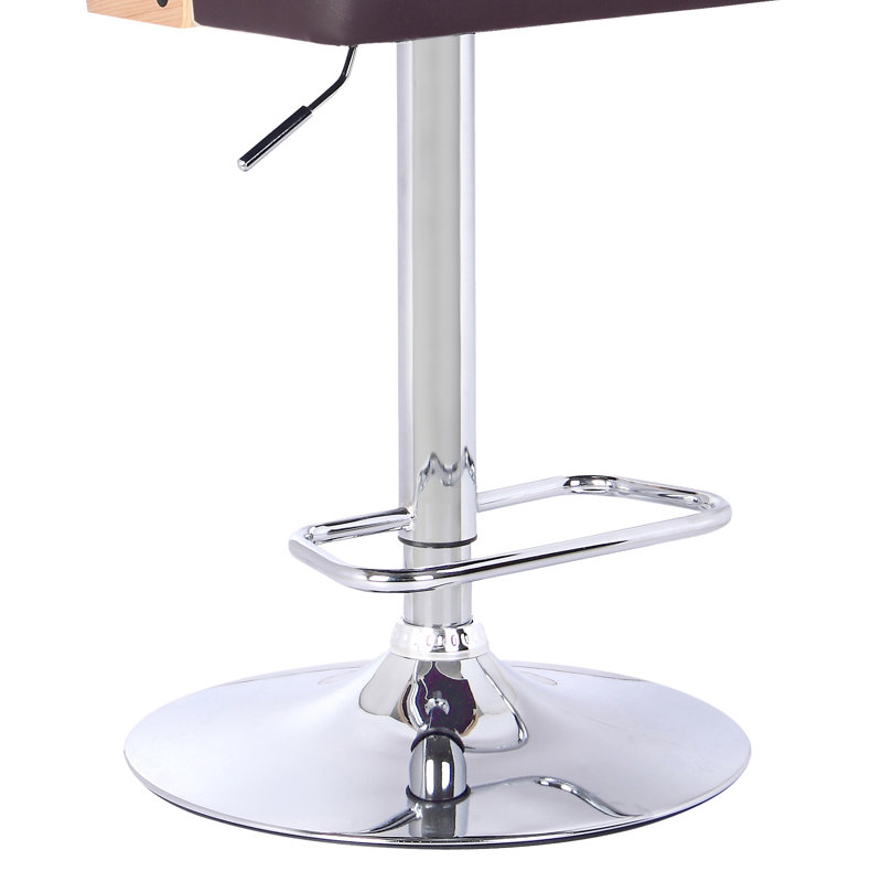 Delphine Swivel Upholstered Adjustable Height Counter Stool with Metal Frame, Oak/Brown
