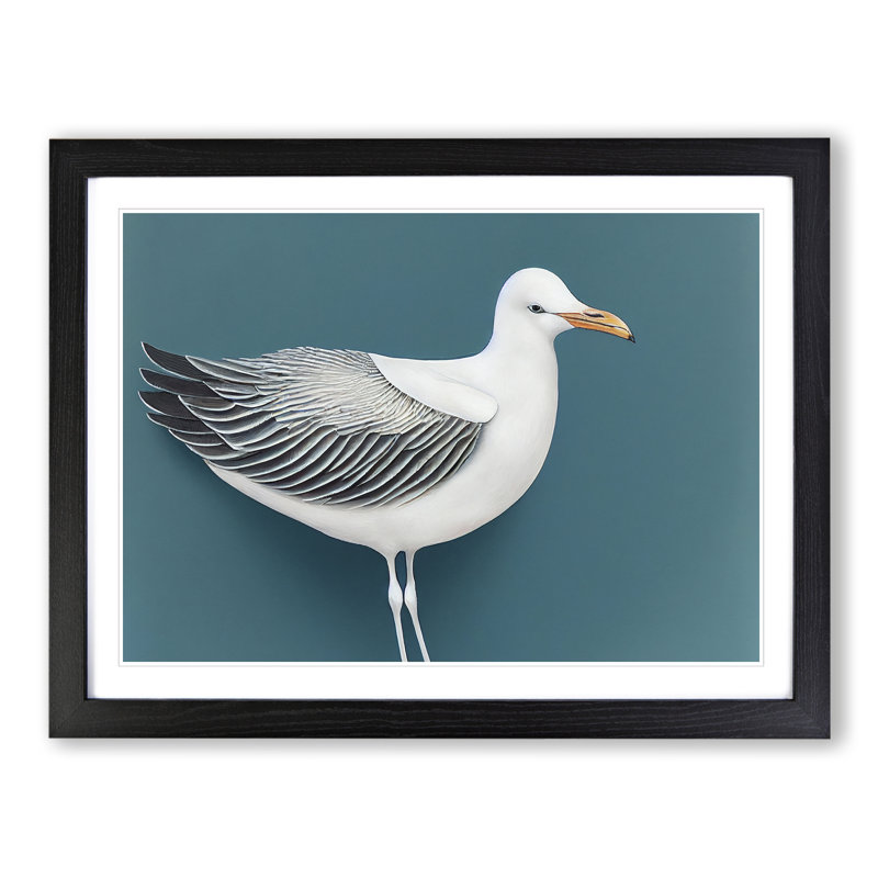 Seagull Portrait Vol.1 - Single Picture Frame Painting, 46cm H x 64cm W x 2cm D, Black 