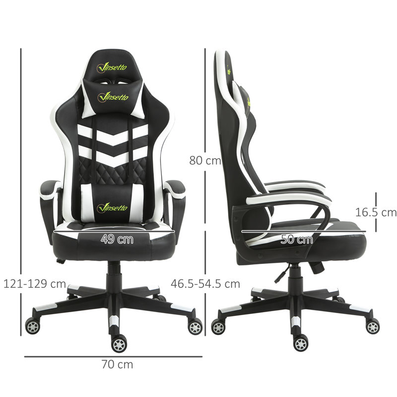 HOMCOM Adjustable Reclining Ergonomic Faux Leather Swiveling PC & Racing Game Chair in Grey, Black