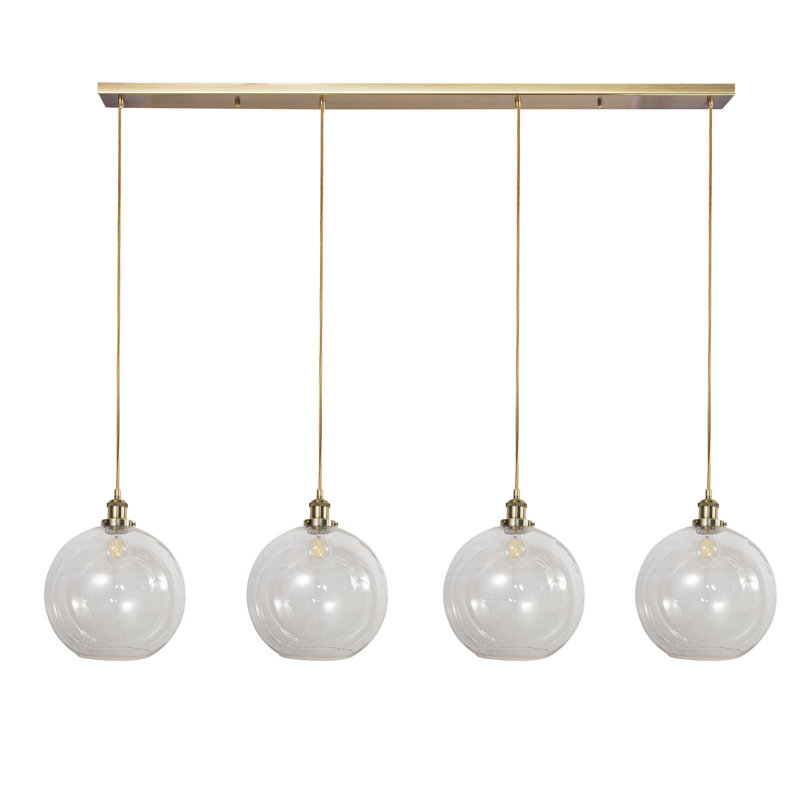 Ayasha 4 - Light Kitchen Island Pendant, Antique Brass, Clear