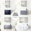 Meuble-lavabo bleu marine 91,4 cm x 55,9 cm avec comptoir en marbre, robinetterie et miroir DEL inclus. Résistant aux égratignures et pratique.