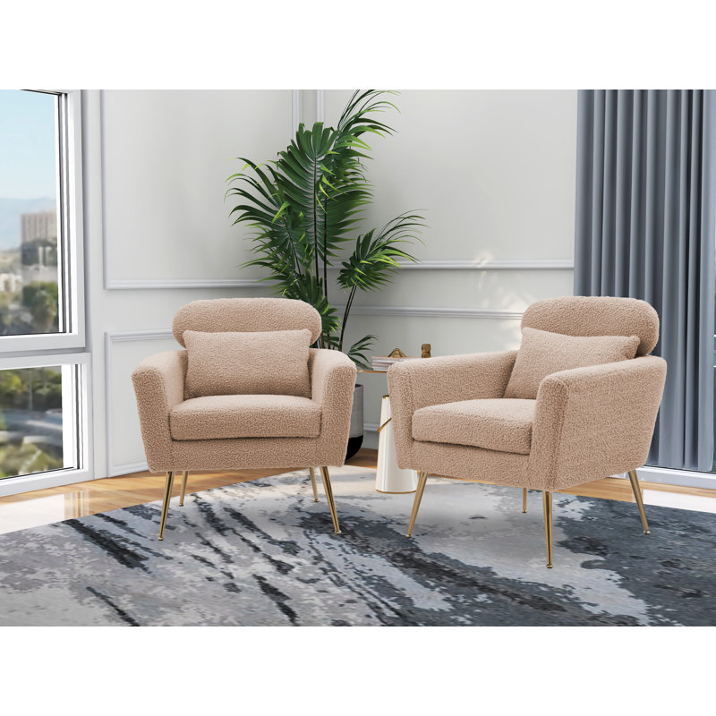 Fauteuil de 75,18 cm de large, Tissu clair brun clair bouclé