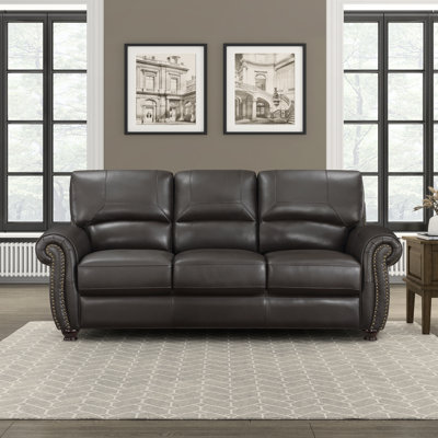 Neoga 84""W Leather Match Rolled Arm Sofa -  Darby Home Co, 635E0C7C54034104B5C50E3E80F91157