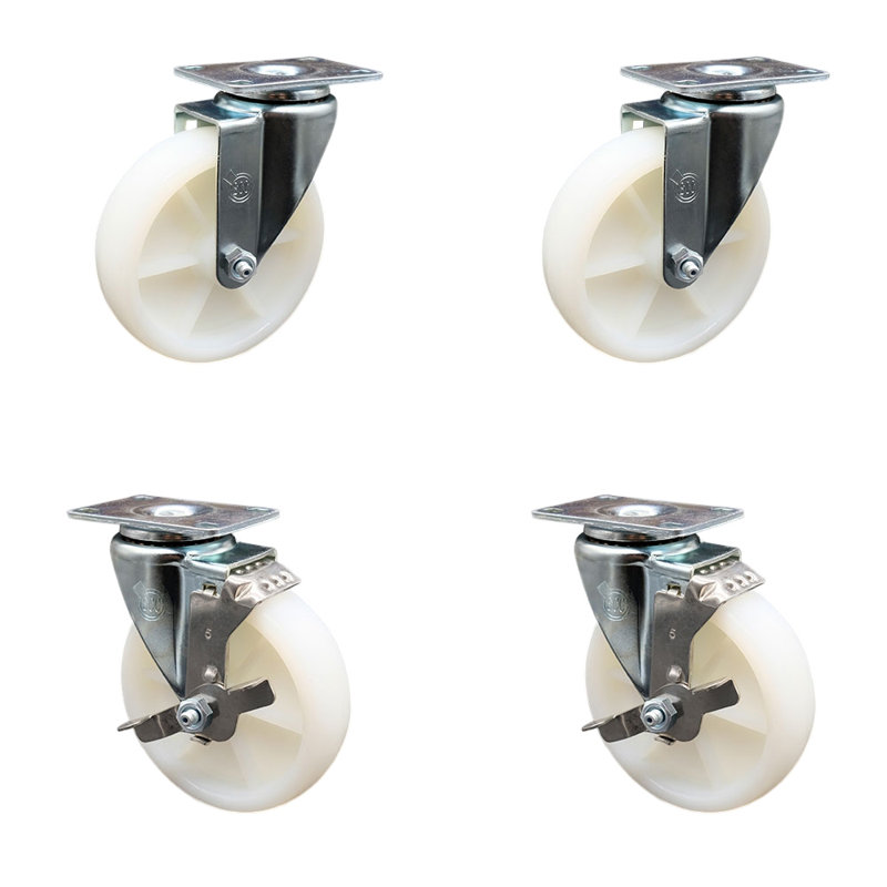 4 Piece Nylon Caster Set with Brakes
