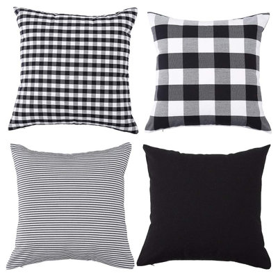 Petite taie d'oreiller à carreaux en polyester et coton frais sans housse de coussin de canapé