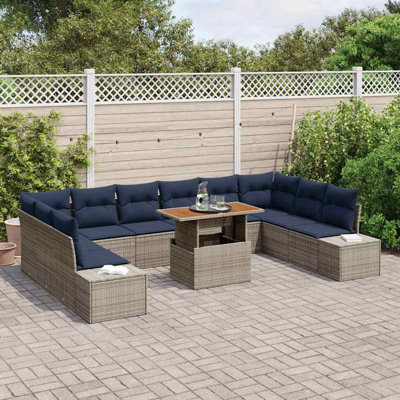  Garden Dining Set Manual 11 Pcs Grey And Navy 100 X 55 X 73 Cm