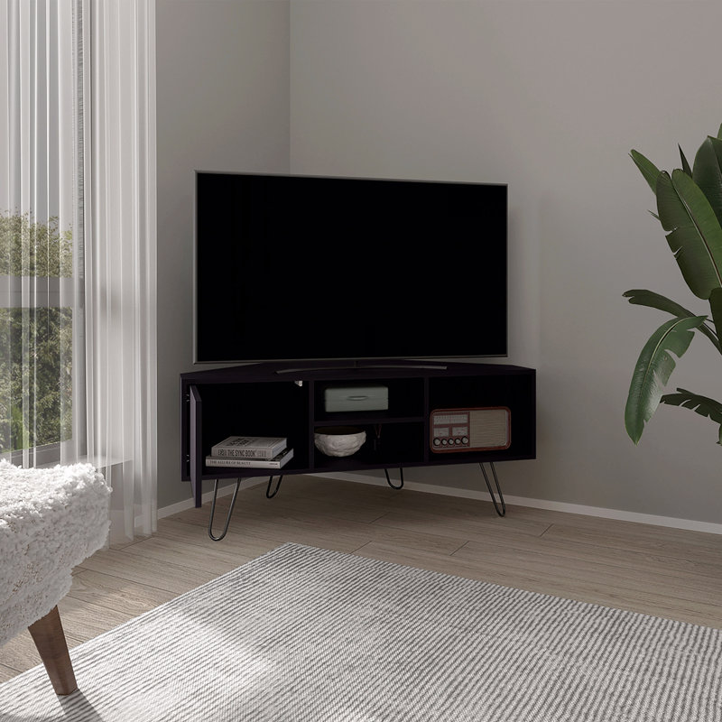 Meuble télé, 1 porte, 3 tablettes, 4 pieds