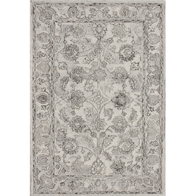 Tapis oriental rectangulaire en laine touffeté à la main ivoire / naturel