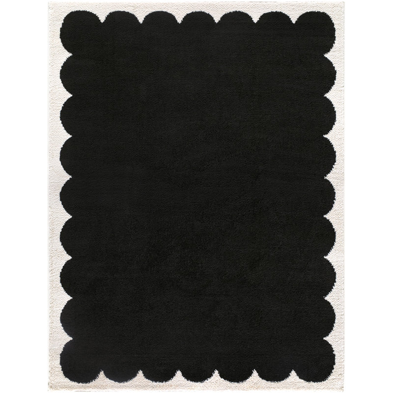 Tapis tissé à la machine Phung, Rectangle 7 pi 10 po x 10 pi, Crème/noir