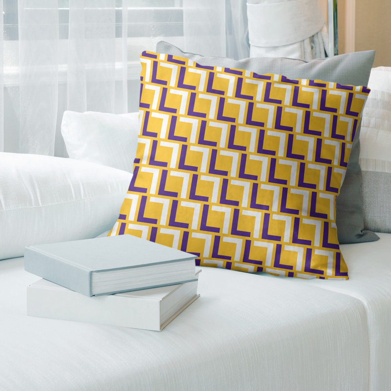 Housse de coussin Minnesota Football Luxury, Jaune / Mauve, 14 po x 14 po, Faux lin