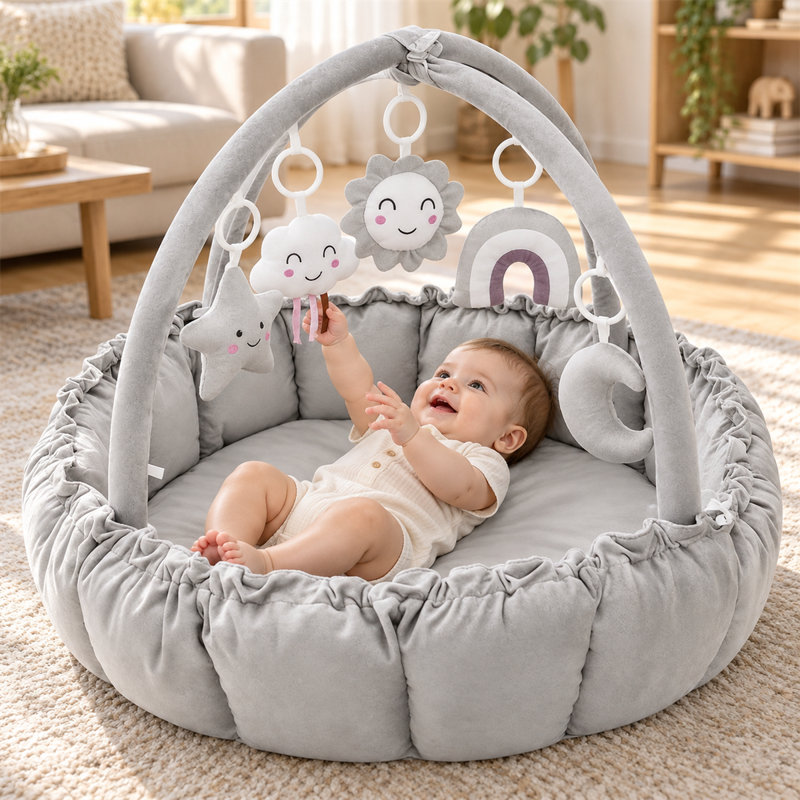 Tapis de jeu pour bébé 4-en-1 Baby Gym, Gris