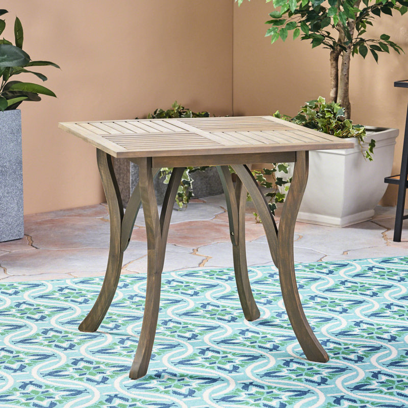 Table de patio carrée grise 31,5 po avec raffinement en acier patiné pour l'extérieur