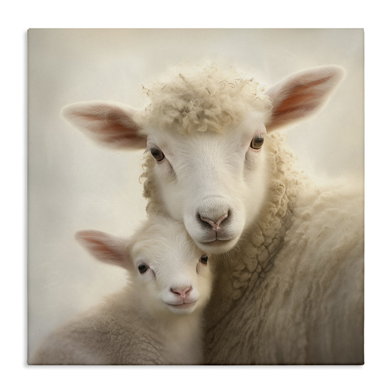 Lamb and Sheep Cuddles, toile par Heidi Kuntz, H 36 po x l 36 po