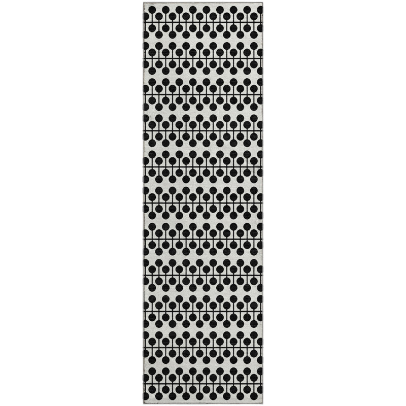 Premium Machine Washable Mayfield AMF2247 Geometric Rug, 2'3" x 7'6" Runner, Ivory