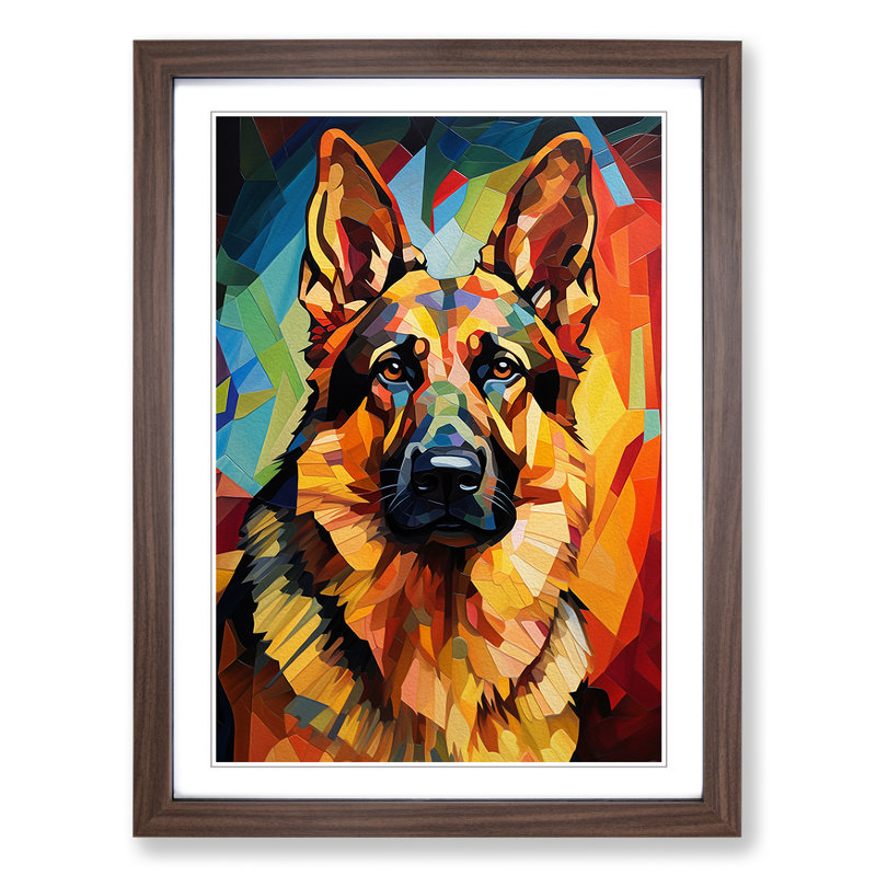 Single Picture Frame Print on Wood, 64cm H x 46cm W, Walnut Framed
