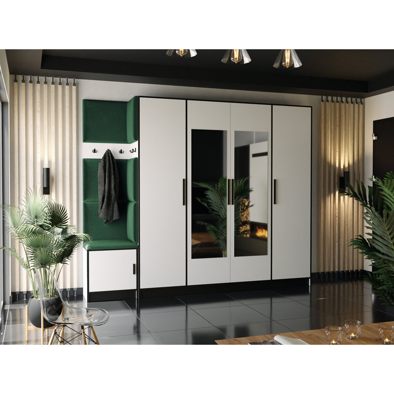 Malcon Hall Tree 260cm Wide with Bench, White/Green