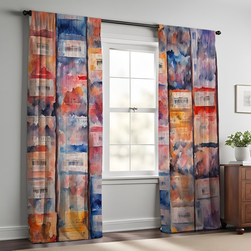 Paire de rideaux semi-transparents en polyester Ejub, L 40 po x L 52 po