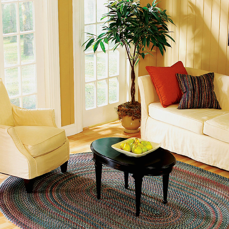 Tapis vert en laine tressée Nourhan, Ovale 12 pi x 16 pi