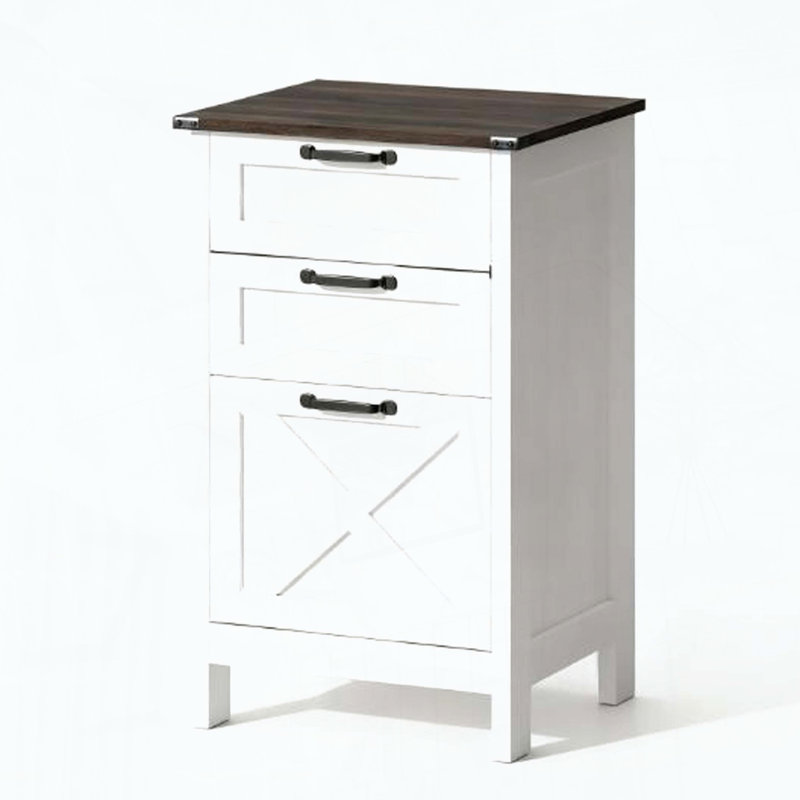 Distressed White 3-Drawer File Cabinet with Farmhouse Style