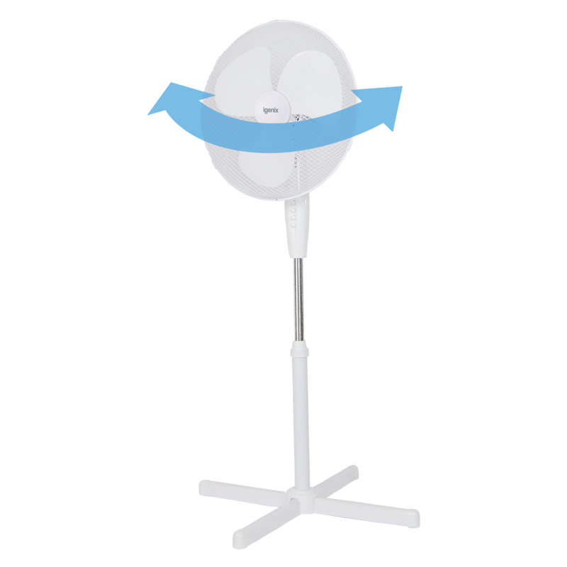 Igenix 16 Inch Oscillating Pedestal Fan, White