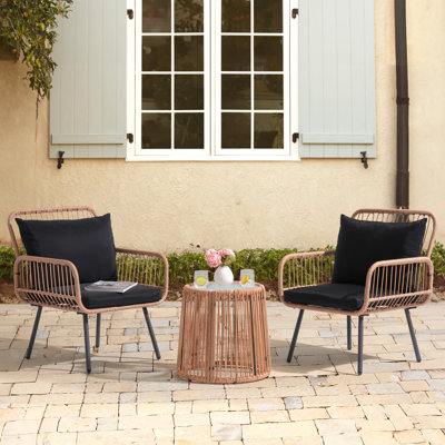3 Piece Rattan Seating Group With Cushions