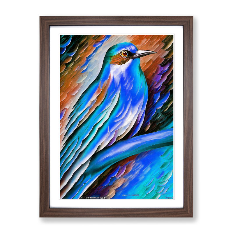Bird Portrait No.5 - Single Picture Frame Print, 46cm H x 34cm W x 2cm D, Walnut