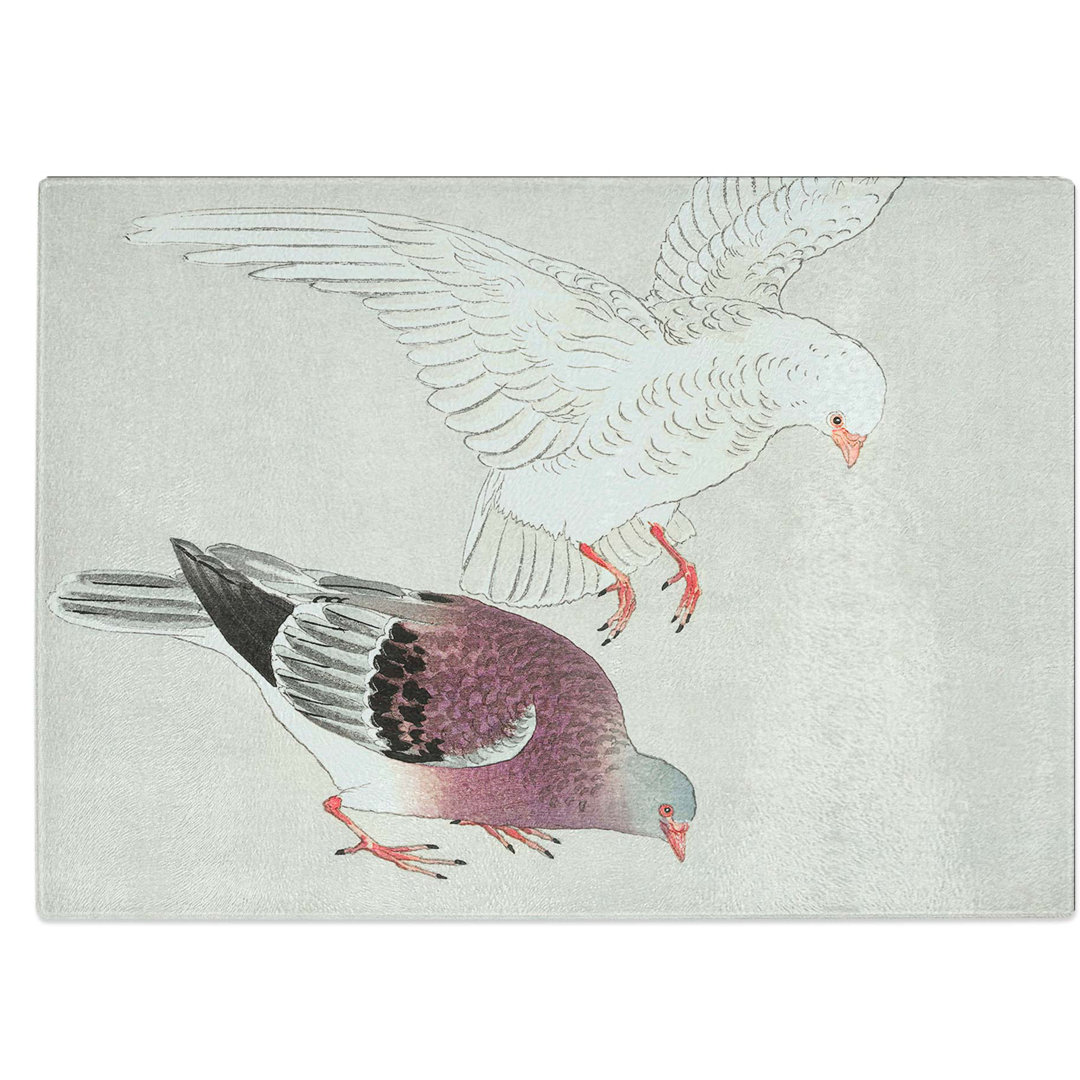 Tempered Glass Two Pigeons by Ohara Koson Chopping Board