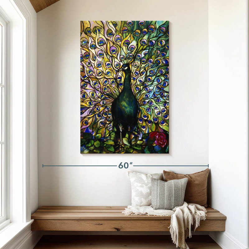 Brampt Peacock Stained Glass, 48" H x 32" W