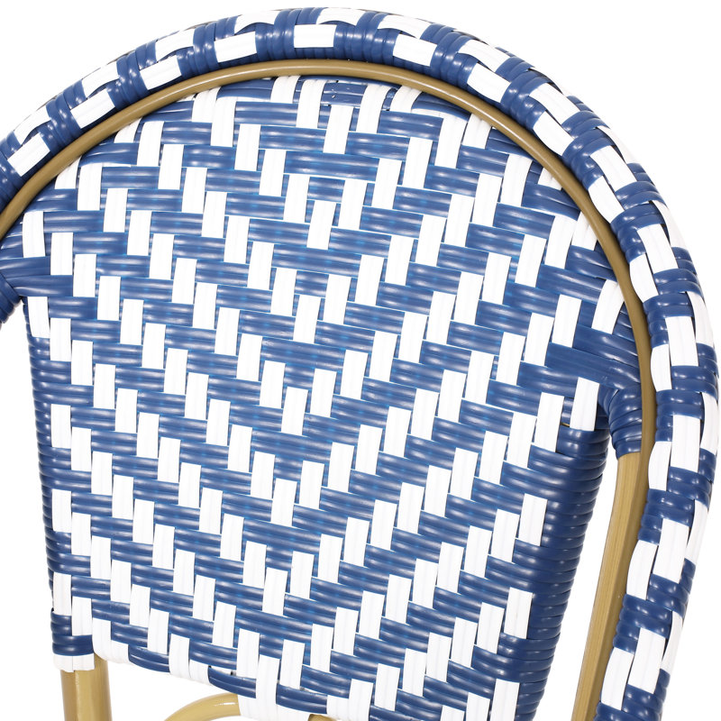 2 29,5 po d'extérieur français - bleu marine / blanc, cadre en aluminium avec finition, PE, rouille, utilisation de jardin 2 bleu, blanc, effet rouille