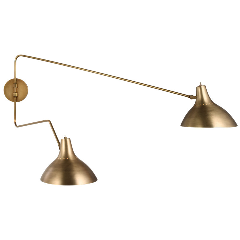 AERIN Charlton Large Double Wall Light, Antique Brass