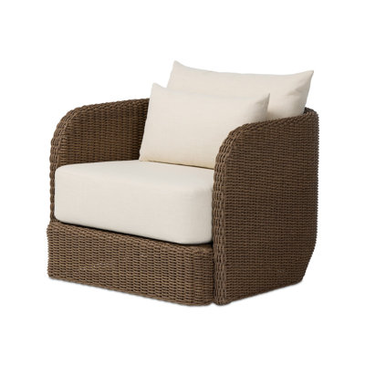 Coallier Outdoor Swivel Chair-Dark Textured Woven