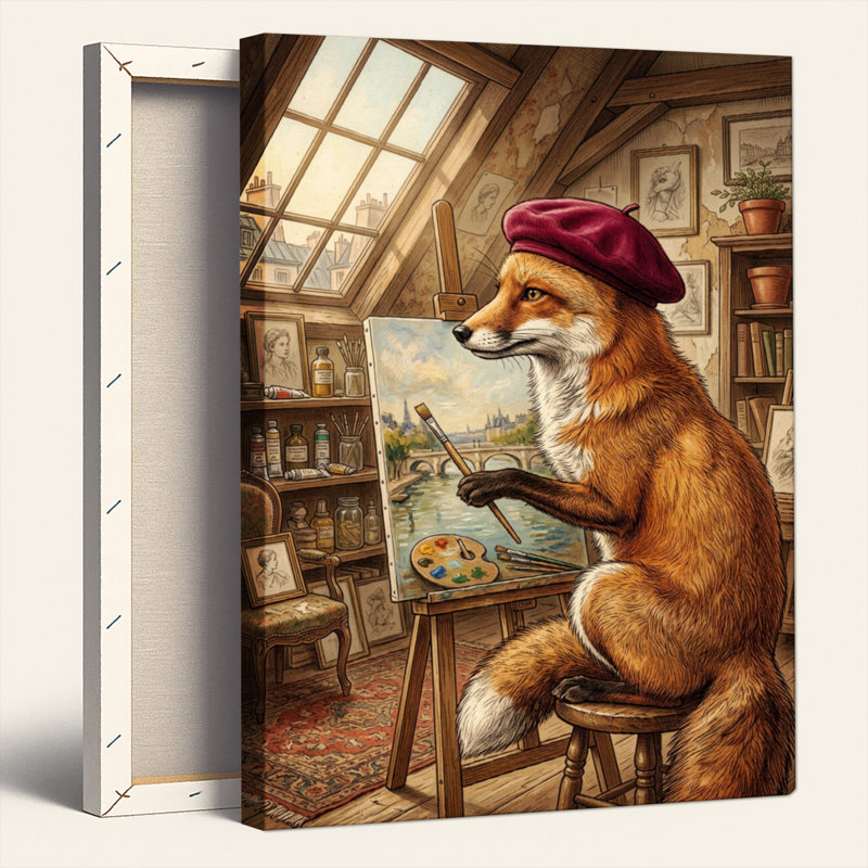 Ensemble de 1 tableau sur toile représentant un renard, 36"H x 24"W, Wrapped Canvas