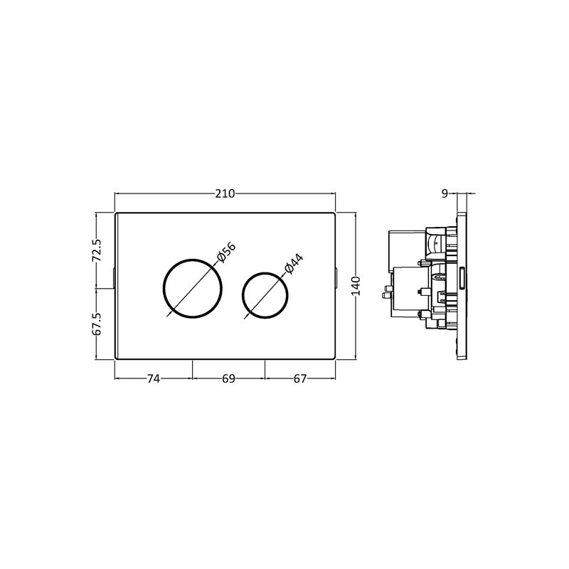 Chrome Round Plate For Pneumatic Dual Flush, Chrome