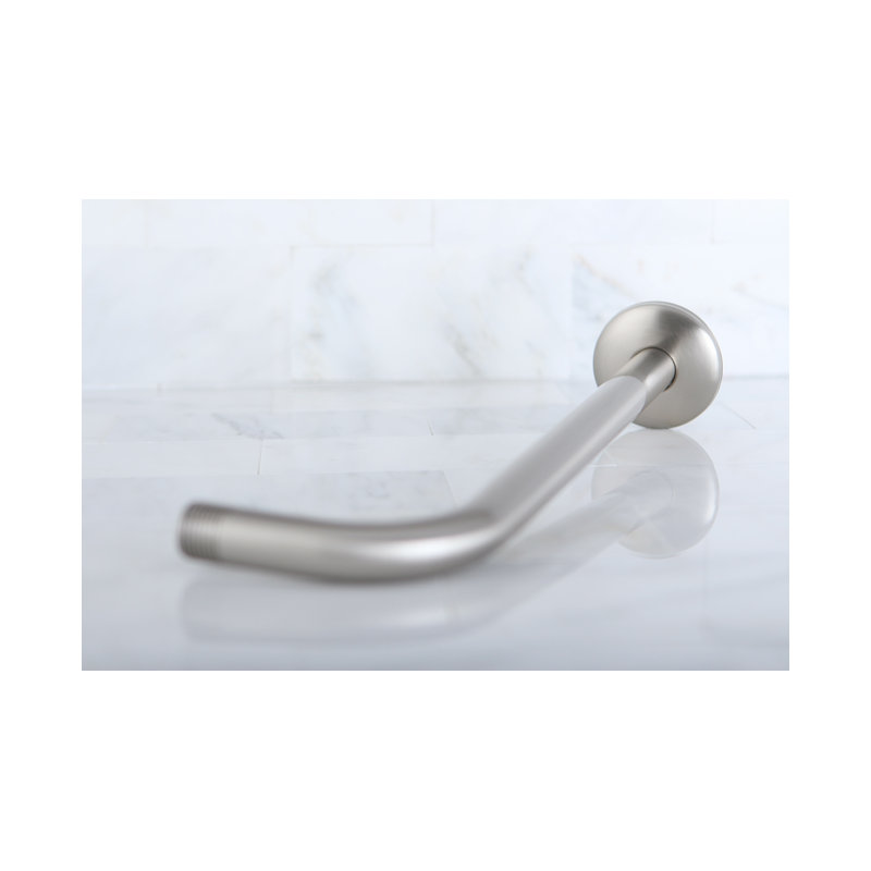 Kingston Brass Claremont 12-Inch J-Shaped Rain Drop Shower Arm with Round Flange, Brushed Nickel