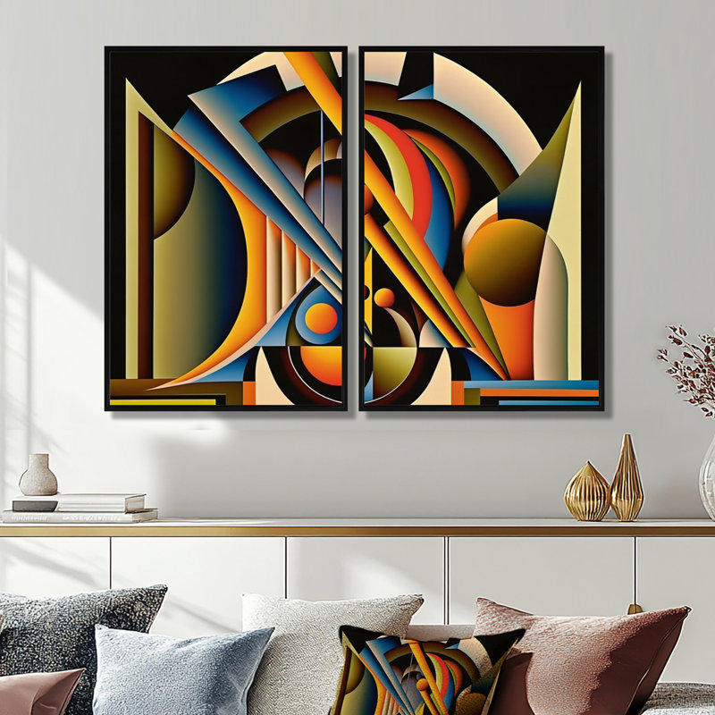 Circular Retro Dynamics I - Large, impression géométrique abstraite sur toile, Noir, H 36 po x l 48 po
